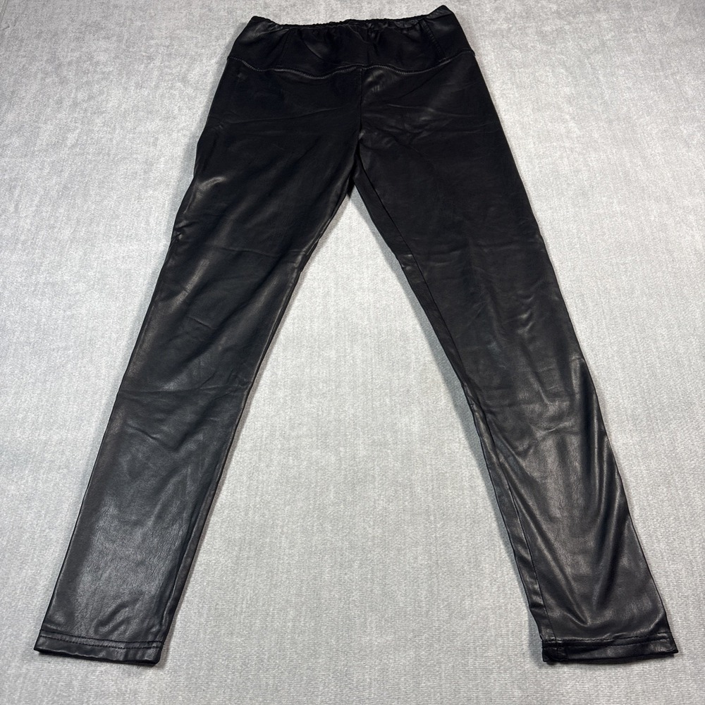 7 For All Mankind Faux Leather Leggings Womens M Black High Rise Skinny Stretch